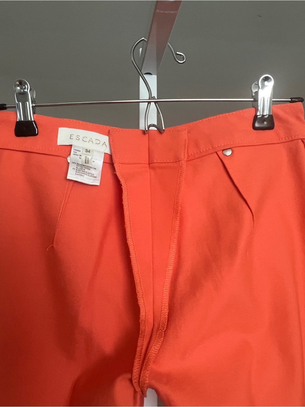 Escada Lace Up Front Orange Pants SZ 34/XS Vacation Summer Casual Mini Flare Leg - Picture 7 of 14